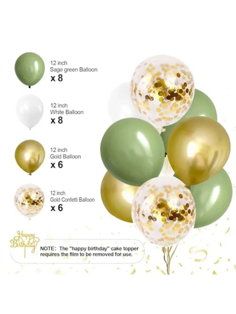 Sage Green Birthday Decorations Balloons Banner Backdrop Garland Party Set
